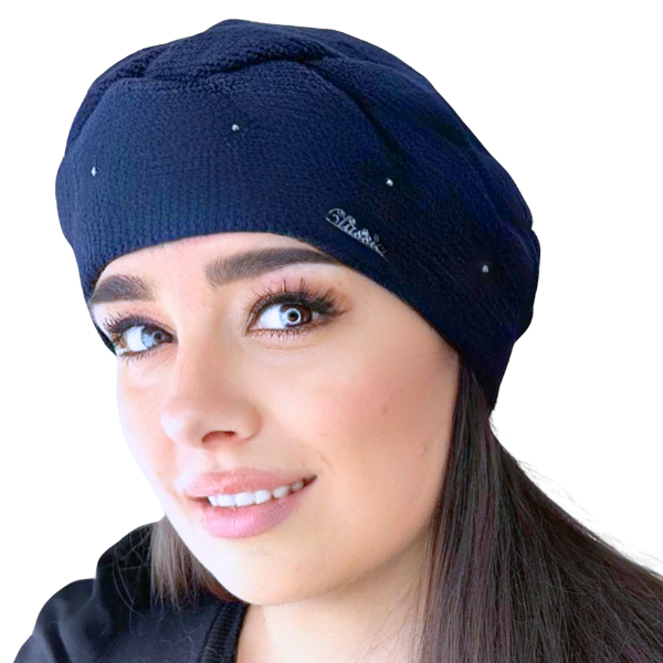 Caciula de dama stil bereta model SORANA, marime 58-60, culoare bleomarin [3]