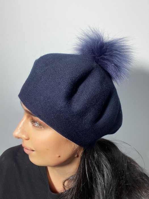 Caciula de dama stil bereta SELENA, marime universala, culoare bleomarin [2]