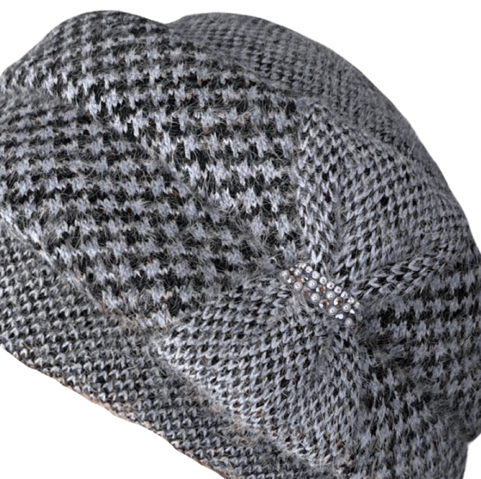 Caciula eleganta de dama Ema din angora, marime  58-60 universala, culoare gri/negru [2]