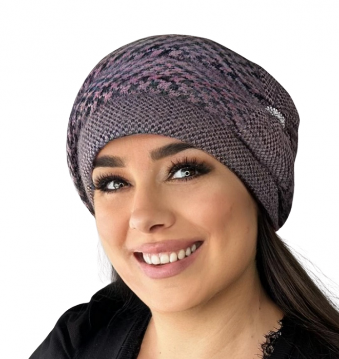 Caciula eleganta de dama Ema din angora, marime  58-60 universala, culoare  Roz inchis [3]