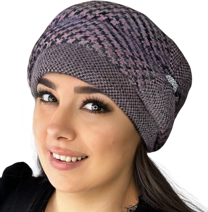 Caciula eleganta de dama Ema din angora, marime  58-60 universala, culoare  Roz inchis [4]
