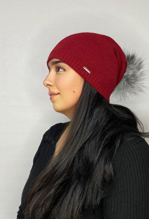 Caciula model PITIC, visiniu, cu ciucure, calduroasa, dublata în interior BELLA [2]