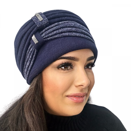 Caciula rafinata de dama Amalia din angora, marime universala, captuseala din polar, culoare bleomarin  AMB121 [5]