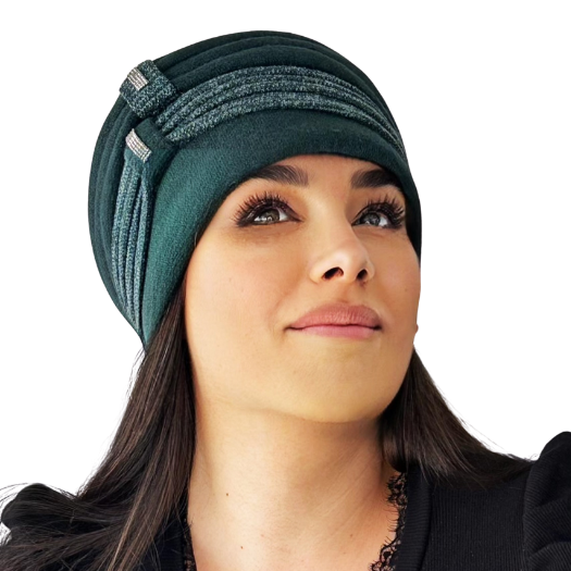 Caciula rafinata de dama Amalia din angora, marime universala, captuseala din polar, culoare verde  AMB121V [2]