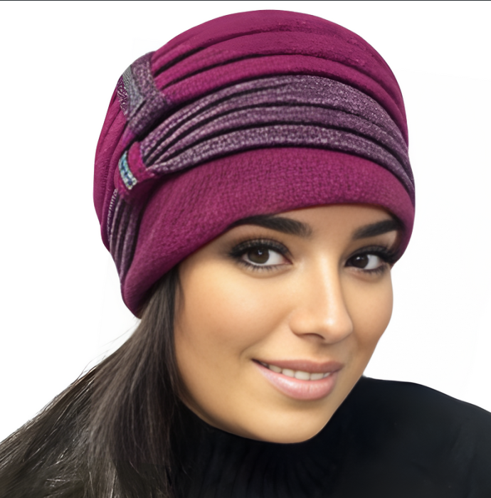 Caciula rafinata de dama Amalia din angora, marime universala, captuseala din polar, culoare bordo  AMB20 [3]