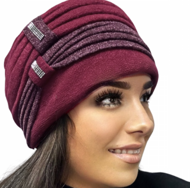 Caciula rafinata de dama Amalia din angora, marime universala, captuseala din polar, culoare bordo  AMB20 [2]