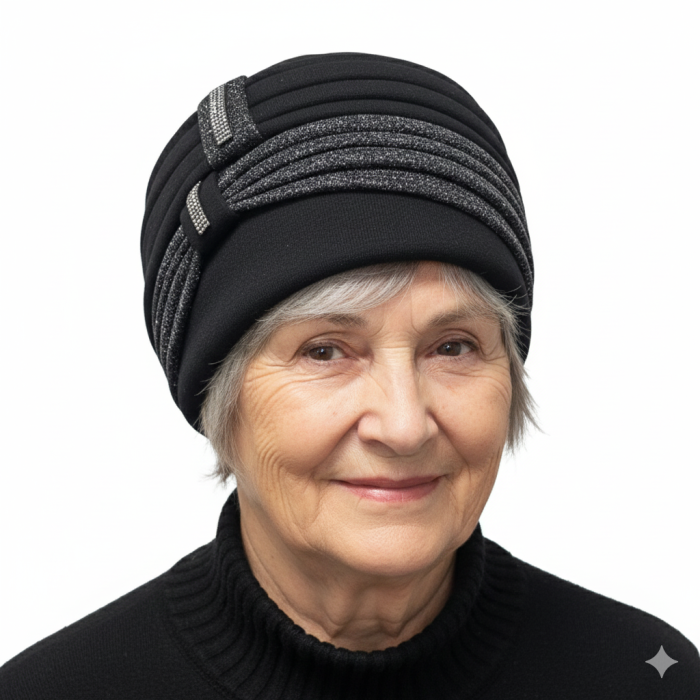 Caciula rafinata de dama Amalia din angora, marime universala, captuseala din polar, culoare negru AMN119 [3]