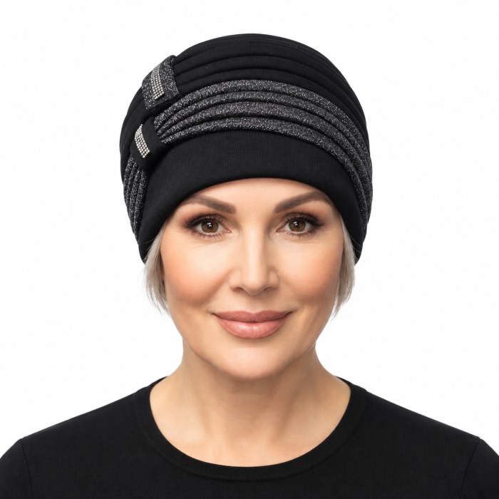 Caciula rafinata de dama Amalia din angora, marime universala, captuseala din polar, culoare negru AMN119 [7]