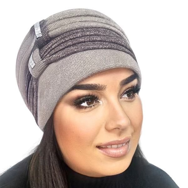 Caciula rafinata de dama Amalia din angora, marime universala, captuseala din polar, culoare bej AMB120 [2]