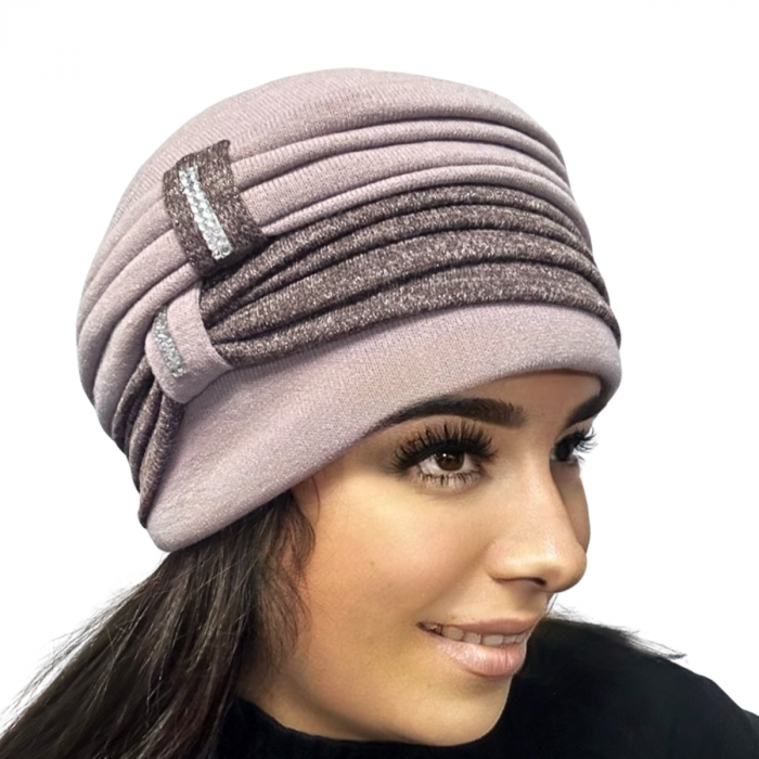 Caciula rafinata de dama Amalia din angora, marime universala, captuseala din polar, culoare  mov deschis AMVD112 [2]