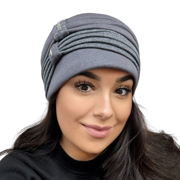 Caciula rafinata de dama Amalia din angora, marime universala, captuseala din polar, culoare  roz pudra AMR117 [2]
