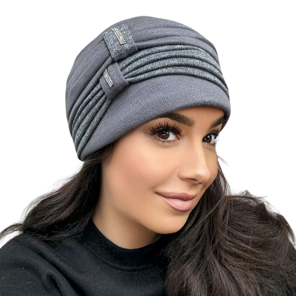 Caciula rafinata de dama Amalia din angora, marime universala, captuseala din polar, culoare  roz pudra AMR117 [1]