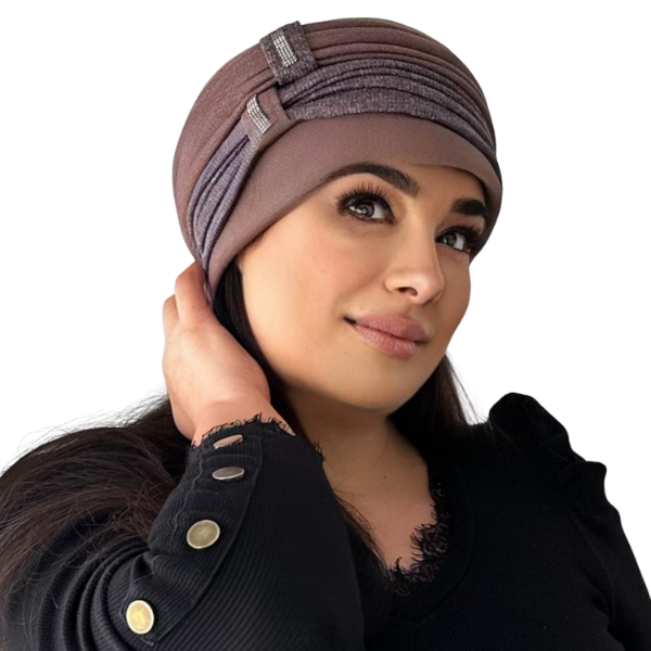 Caciula rafinata de dama Amalia din angora, marime 58-60, captuseala din polar, culoare maro   AMB121M [3]