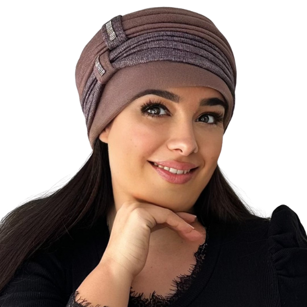 Caciula rafinata de dama Amalia din angora, marime 58-60, captuseala din polar, culoare maro   AMB121M [4]