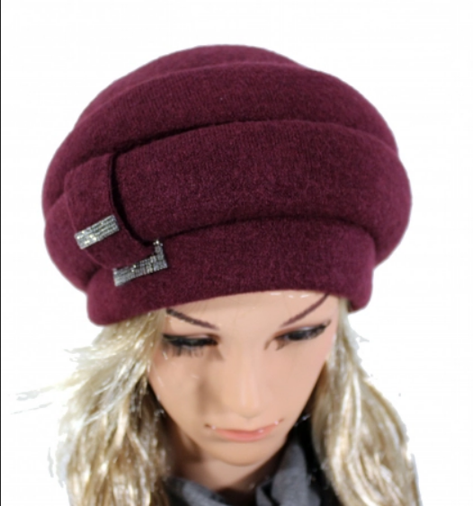 Caciula rafinata de dama Amalia din angora, marime universala, visiniu, captuseala din polar [2]