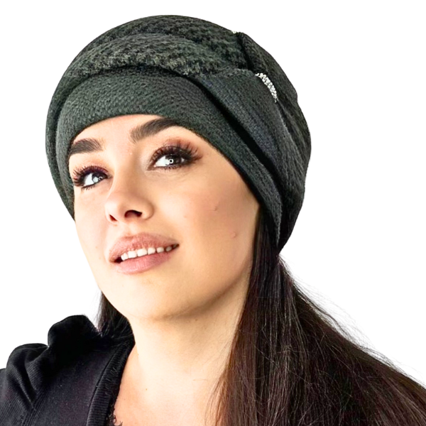 Caciula eleganta de dama Ema din angora, marime  58-69 universala, culoare verde [4]