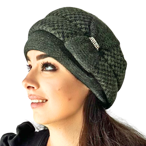 Caciula eleganta de dama Ema din angora, marime  58-69 universala, culoare verde [2]