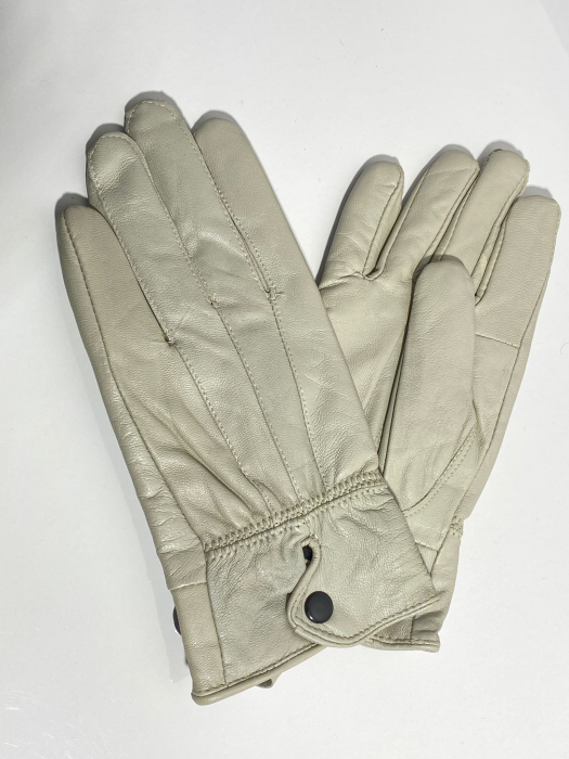 Cadoul perfect de Crăciun - Eșarfă de damă din lână și vâscoză și mănuși din piele gri deschis XL [2]