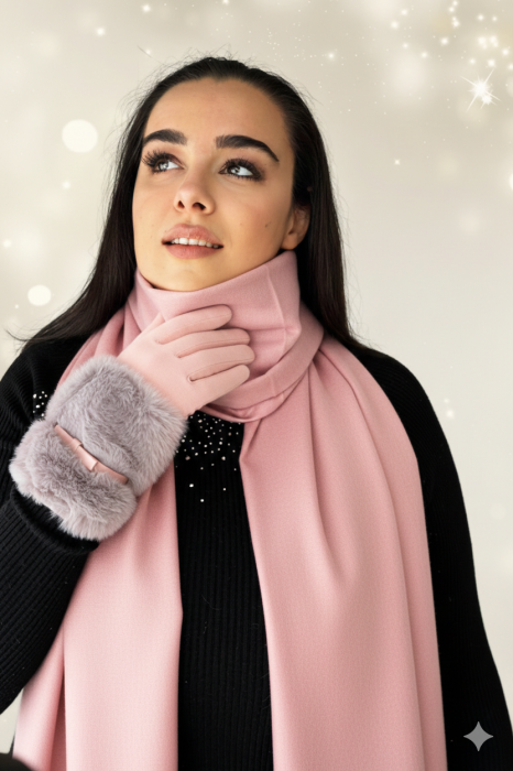 Cadoul perfect de Craciun set 2in1 cu manusi si esarfa eleganta 5901.PM01 [3]