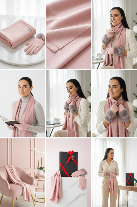 Cadoul perfect de Craciun set 2in1 cu manusi si esarfa eleganta 5901.PM01 [4]