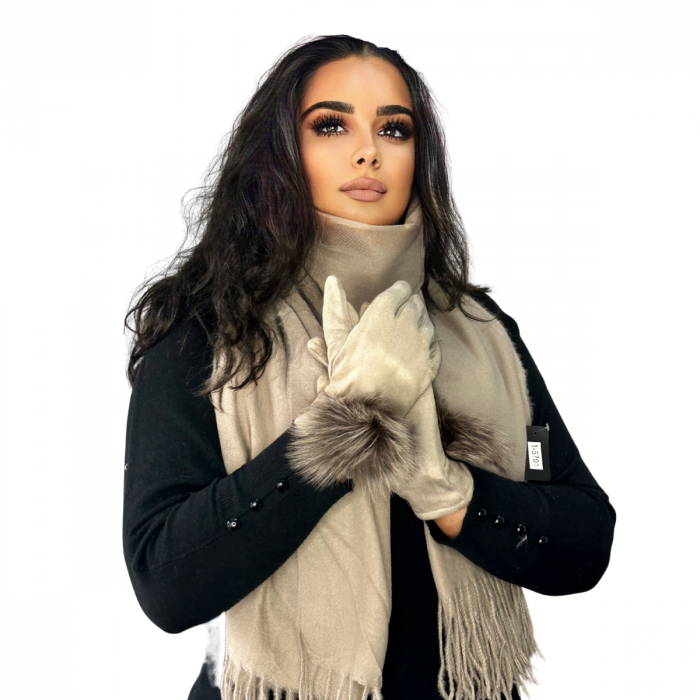 Cadoul perfect de Crăciun - set 2in1 cu manusi si esarfa femei 1-5701maro havana [2]