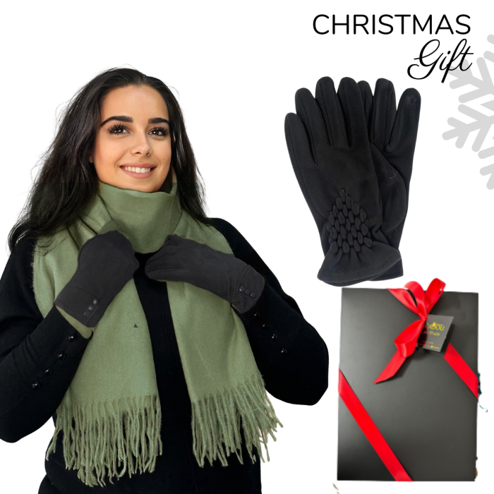 Cadoul perfect de Craciun set 2in1 cu manusi si esarfa foarte groasa si calduroasa 24220  Verde [2]
