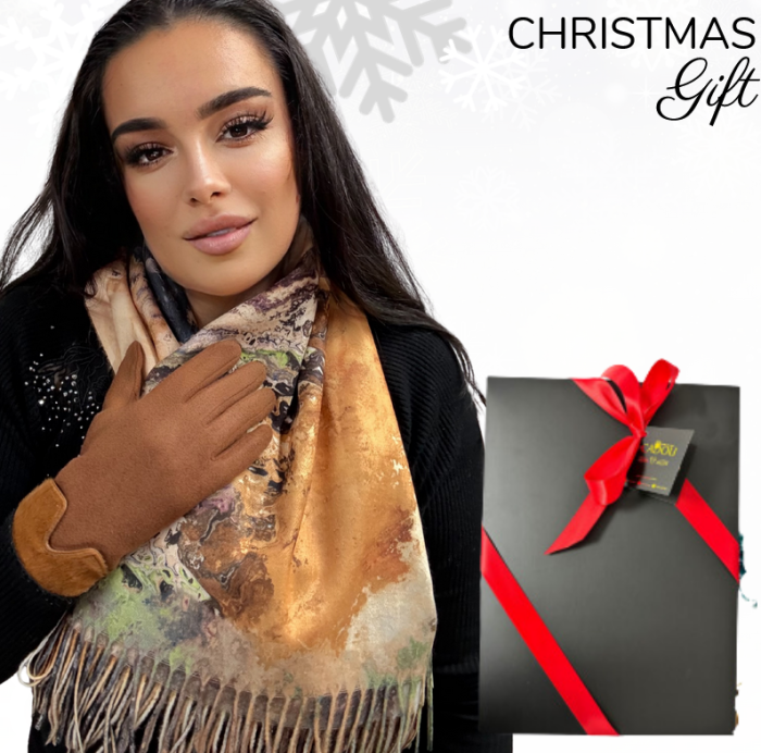 Cadoul perfect de Craciun set 2in1 cu manusi si esarfa groasa si calduroasa 25613.03 [2]