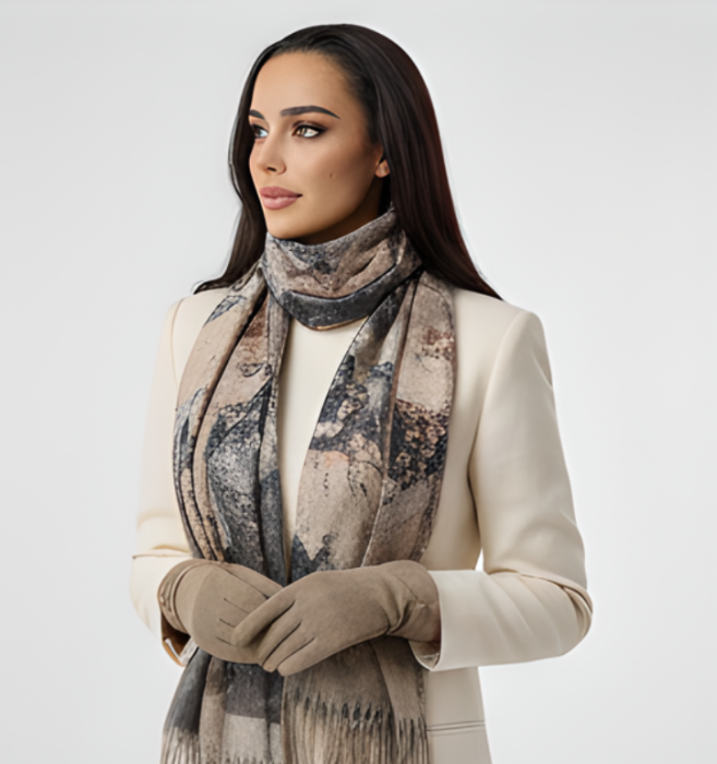 Cadoul perfect de Craciun set 2in1 cu manusi si esarfa groasa si calduroasa 25613.06 [4]