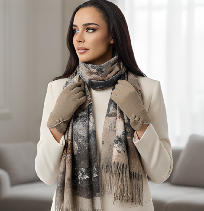 Cadoul perfect de Craciun set 2in1 cu manusi si esarfa groasa si calduroasa 25613.06 [3]