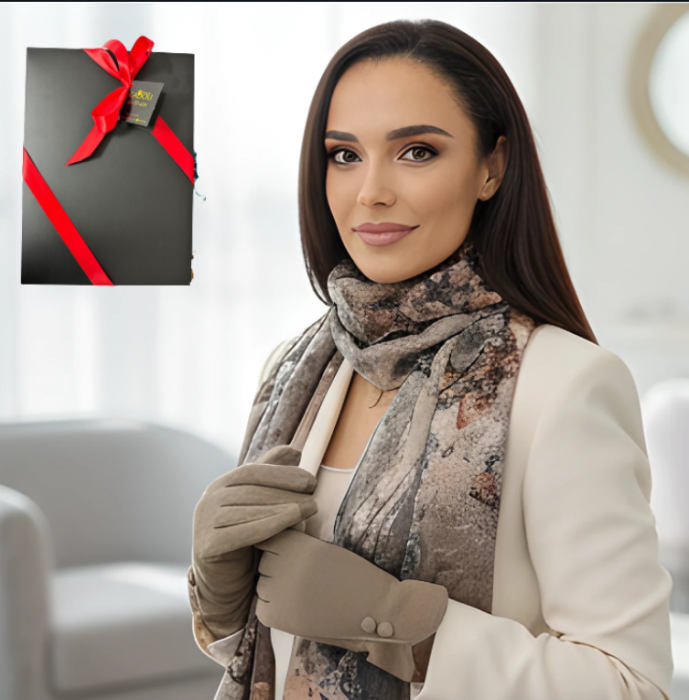 Cadoul perfect de Craciun set 2in1 cu manusi si esarfa groasa si calduroasa 25613.06 [8]