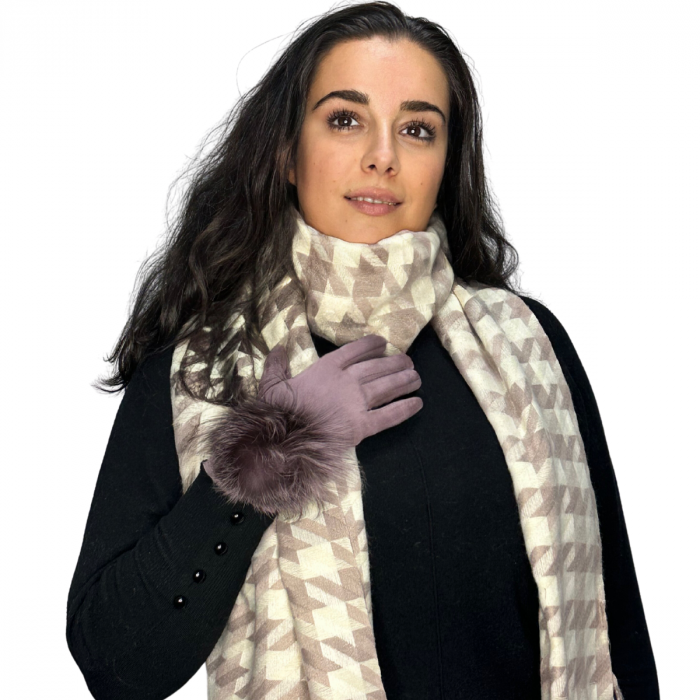 Cadoul perfect de Crăciun - set 2in1 cu manusi si esarfa pentru femei,S-2391.01 plamaniu [2]