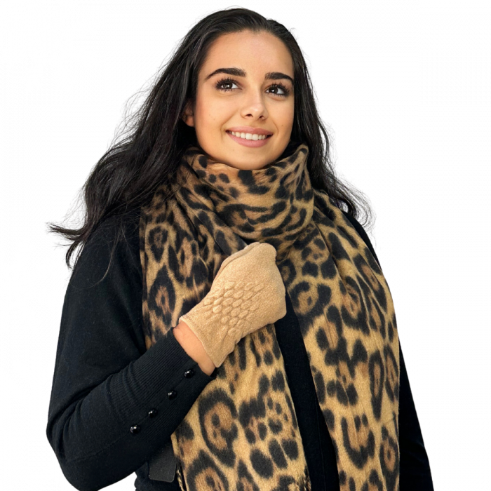 Cadoul perfect de Crăciun - set 2in1 cu manusi si esarfa pentru femei animal print, 1-892.02 [2]