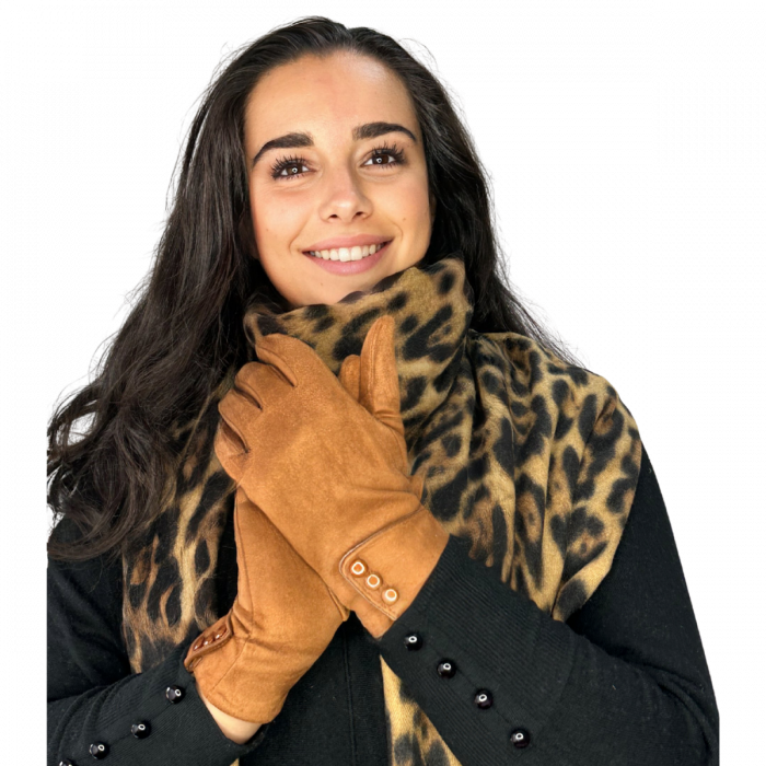 Cadoul perfect de Crăciun - set 2in1 cu manusi si esarfa pentru femei animal print, 1-892.03 [2]