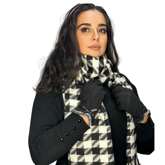 Cadoul perfect de Crăciun - set 2in1 cu manusi si esarfa pentru femei,S-2391.02 negru [2]