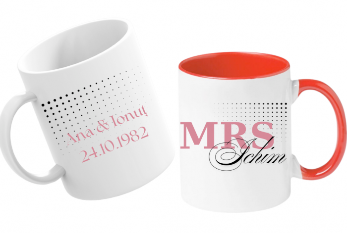 Cana personalizata cu poza si text pentru cuplu Valentines day as Mr&Mrs  CVD1118 [1]