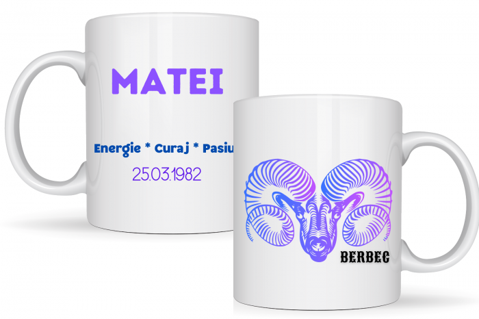 Cana zodiac BERBEC personalizata cu text poze sau mesaj CBER121 [2]