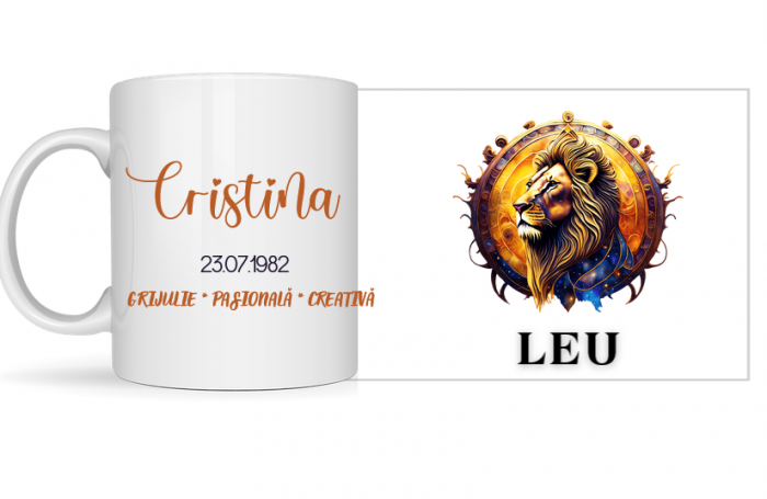 Cana zodiac LEU personalizata cu text poze sau mesaj LEU116 [3]