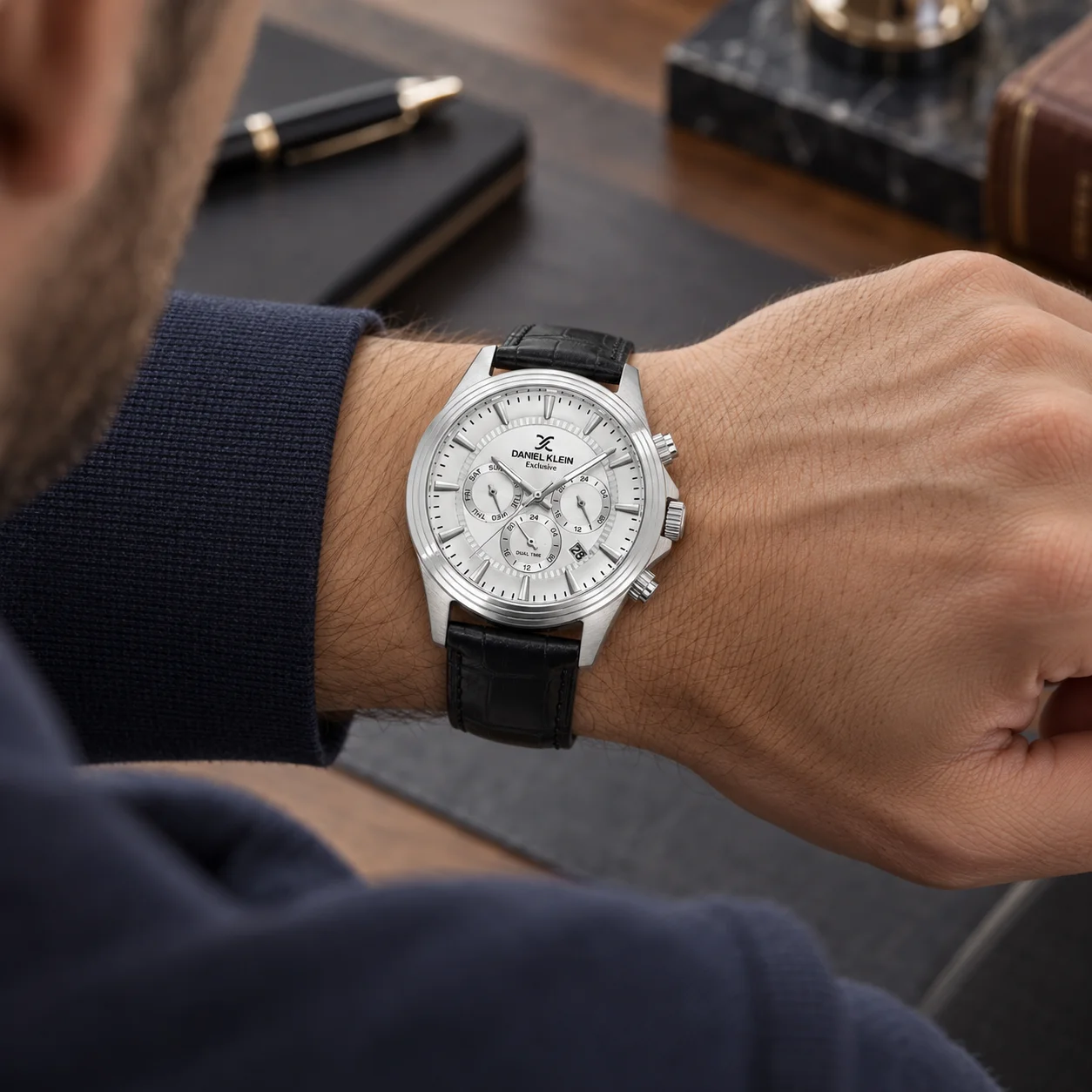 Ceas barbatesc Daniel Klein Exclusive DK.1.14346-1, quartz, dual time, curea din piele [3]