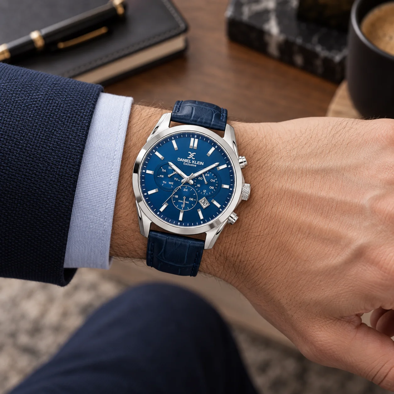 Ceas barbatesc Daniel Klein Exclusive Dual Time bleumarin DK.1.14344-3 [3]
