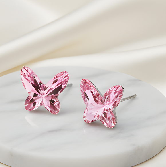 Cercei HAPPY rose cu cristale rose, placati cu aur 18k [5]