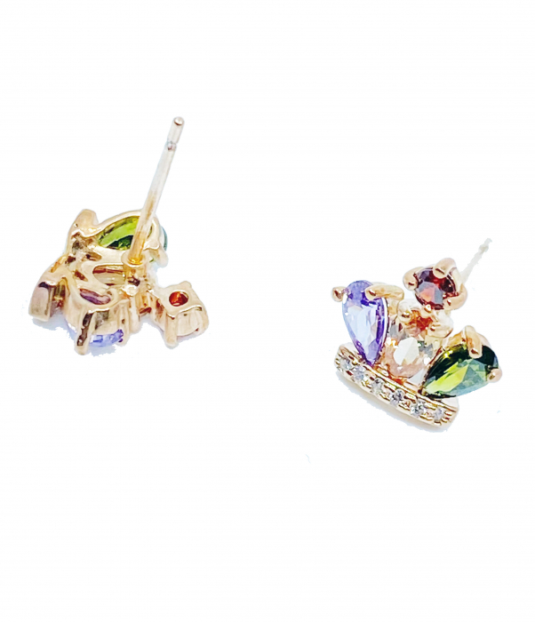 Cercei REGAL CROWN cu cristale multicolor, placati cu aur 18k [2]