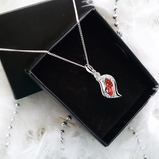 Colier cu cristale Water Drop rosu placat cu aur galben [2]