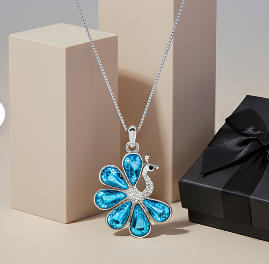 Colier delicate swan albastru Aquamarine cu cristale [3]