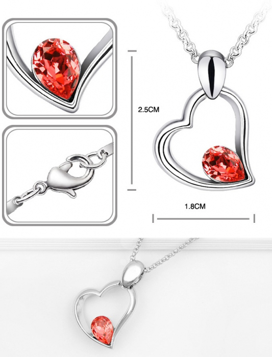 Colier EXPENSIVE HEART  rosu cu cristale [5]