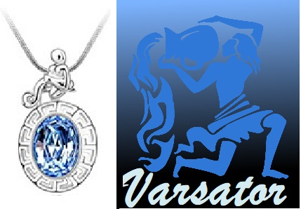 Colier Horoscop - Varsator lightblue cu cristale si placat cu aur