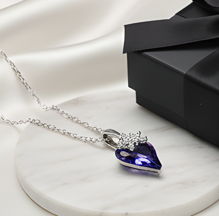 Colier  VIOLET HEART cu cristale, placat cu aur 18k - Accesoriu Luxury al Iubirii [8]