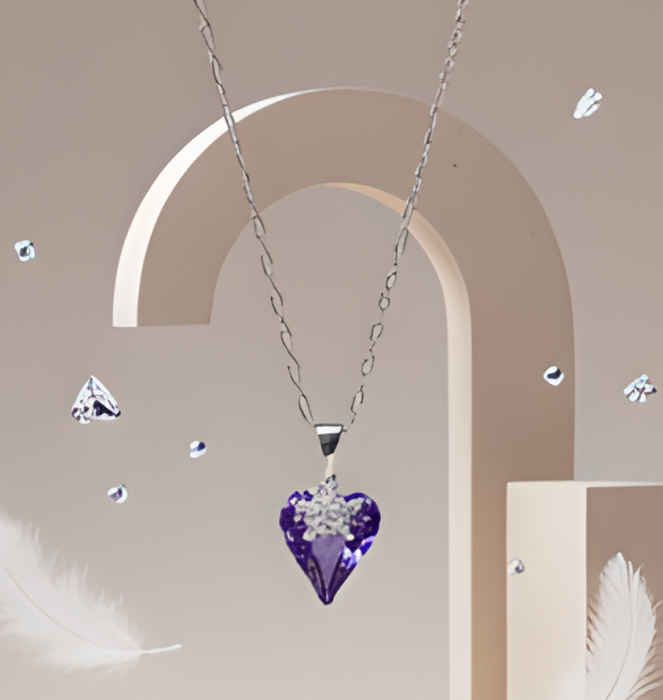 Colier  VIOLET HEART cu cristale, placat cu aur 18k - Accesoriu Luxury al Iubirii [3]