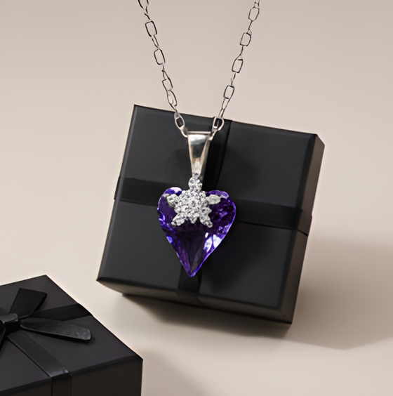 Colier  VIOLET HEART cu cristale, placat cu aur 18k - Accesoriu Luxury al Iubirii [5]