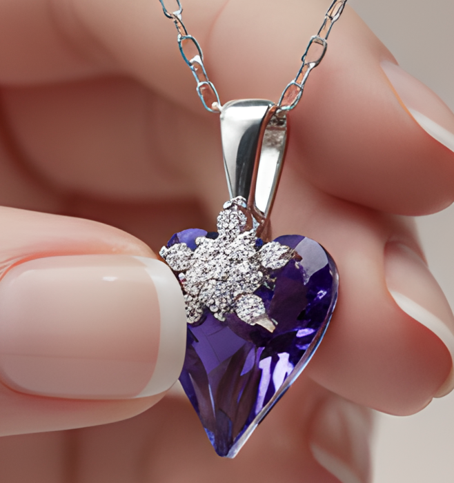 Colier  VIOLET HEART cu cristale, placat cu aur 18k - Accesoriu Luxury al Iubirii [2]