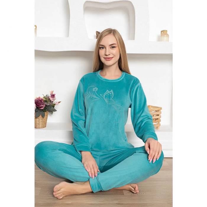 Compleu catifea damă BAK505  turquaz – Confort, stil și eleganță [1]